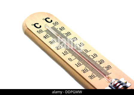 Thermometer isoliert auf weißem Hintergrund Stockfoto