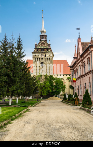 Saschiz evangelischen Wehrkirche in Siebenbürgen, Rumänien Stockfoto