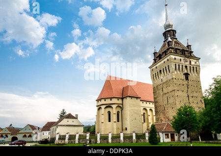 Saschiz evangelischen Wehrkirche in Siebenbürgen, Rumänien Stockfoto