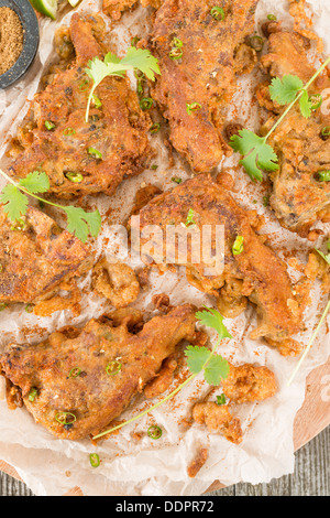 Hammel Chaap - Fried zerschlagen Lammkoteletts und Chaat masala Stockfoto