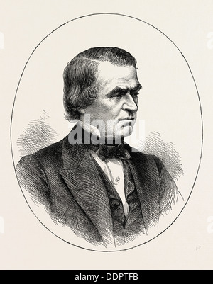 ANDREW JOHNSON, er war der 17. Präsident der Vereinigten Staaten, USA, USA, 1870 s Gravur Stockfoto