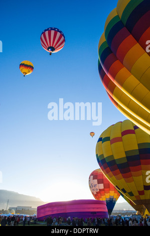 Heißluftballons in Balloon Fiesta in Albuquerque, New Mexico, USA Stockfoto