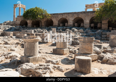 Ruinen der Akropolis Lindos Festungen Stockfoto