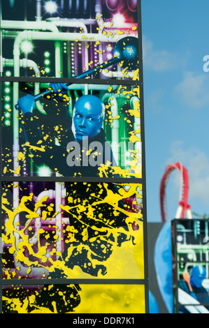 Blue Man Group Billboard bei Sharp Aquos Theater, Universal CityWalk, Orlando, Florida, USA Stockfoto