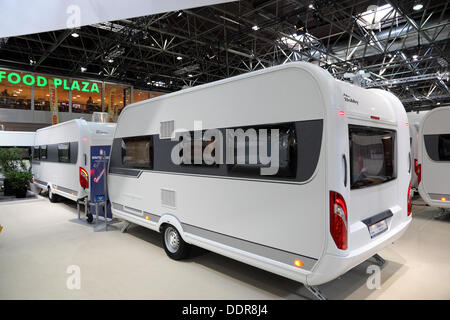 Düsseldorf, Deutschland. 05. Sep, 2013. Düsseldorf - 4 SEPTEMBER: Hobby ausgezeichnete Caravan auf der Caravan Salon Messe 2013 am 4. September 2013 in Düsseldorf, Deutschland. Bildnachweis: Philippos/Alamy Live-Nachrichten Stockfoto