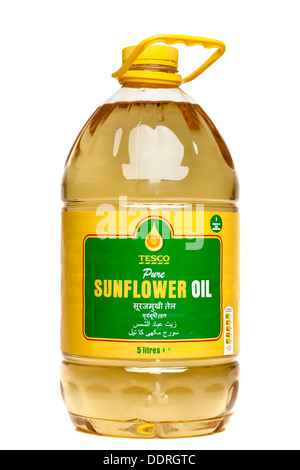 Fünf Liter Tesco Sonnenblumenöl Stockfoto