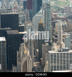 Luftaufnahme von Hartmetall und Carbon-Gebäude, Chicago, Cook County, Illinois, USA Stockfoto