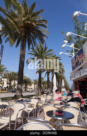 Straßencafé auf dem Palm Strandpromenade Salou Stockfoto