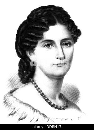 Augusta Marie, 30.9.11.11 - 7.1.1890, deutsche Kaiserin 18.1.1871 - 9.3.1888, Porträt, lithograph, 19. Jahrhundert, Stockfoto