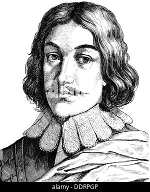 Bernard, 16.8.1604 - 18.7.1639, Herzog von Sachsen-Weimar, Deutscher General, Porträt, Holzgravur, 19. Jahrhundert, Stockfoto