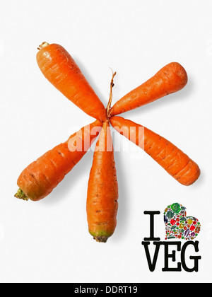 Karotte, Daucus Carota var. Mativue, Go Veg, Konzept Stockfoto