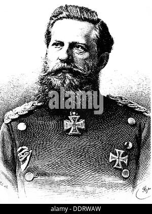 Friedrich III., 18.10.1831 - 15.6.1888, Deutscher Kaiser 9.3. - 15.6.1888, Porträt, Holzgravur, ca. 1875, Stockfoto