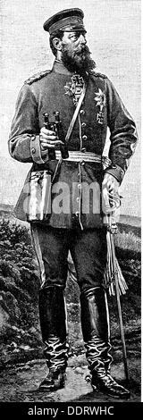 Friedrich III., 18.10.1831 - 15.6.1888, Deutscher Kaiser 9.3. - 15.6.1888, Kommandierender General der 3. Armee 1870 - 1871, weit entfernt, in voller Länge, Holzgravur nach der Malerei von Anton von Werner, ca. 1885, Stockfoto