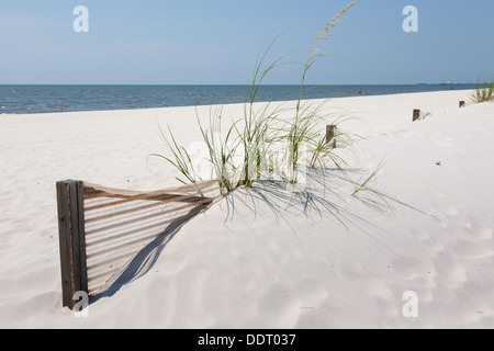 Erosion Schutz Dünen auf Mann gemacht Sandstrand am Golf von Mexiko in Gulfport und Biloxi, Mississippi Stockfoto