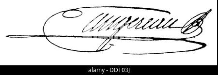Augereau, Pierre Francois Charles, 11.11.1757 - 11.6.1816, französischer General, Unterschrift, Stockfoto