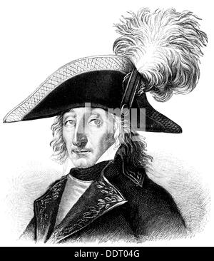 Augereau, Pierre Francois Charles, 11.11.1757 - 11.6.1816, französischer General, Porträt, nach Kupferstich von Alix, Jahrhundert, Artist's Urheberrecht nicht gelöscht werden Stockfoto