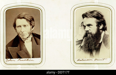 John Ruskin, britischer Maler, Dichter und Kritiker, und William Holman Hunt, englischer Künstler, 1865. Künstler: Elliott & Fry Stockfoto