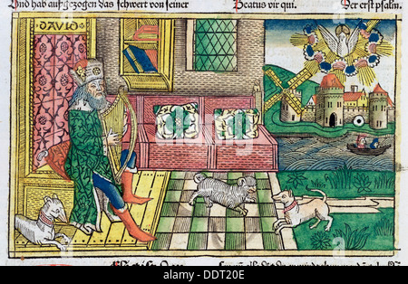 König David spielt die Leier. Künstler: unbekannt Stockfoto