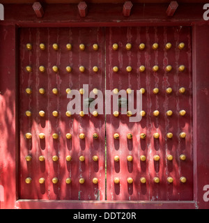 Ming-Gräber, Nanjing, China. Detail einer Tür im Tor Wenwu Fangmen. Stockfoto