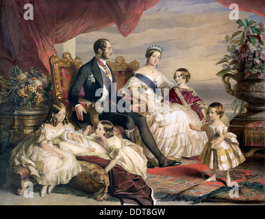 "Königin Victoria und Prinz Albert mit fünf ihrer Kinder", 1846. Künstler: unbekannt Stockfoto