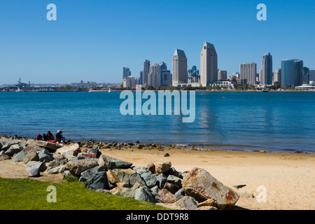 Skyline Stadtbild der Innenstadt von Stadt von San Diego, von Coronado Island, Kalifornien, USA Stockfoto
