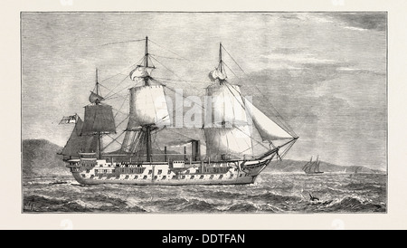 ASHANTEE Krieg: Das HOSPITAL SHIP VICTOR EMMANUEL, zu werden VERTÄUT OFF THE GOLD COAST, ANGLO-ASHANTI-Krieg, GHANA, 1873-Gravur Stockfoto