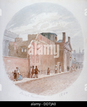 Teil der Mauer des alten British Museum, Bloomsbury, London, 1850. Künstler: James Findlay Stockfoto