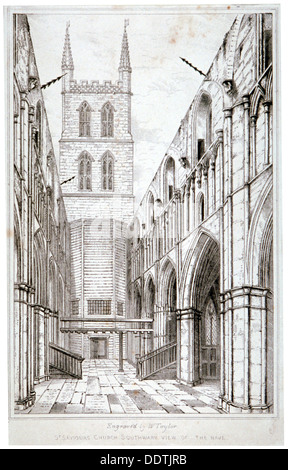 Ansicht des Kirchenschiffs, St Saviour Kirche, Southwark, London, c1834.                                     Künstler: W Taylor Stockfoto