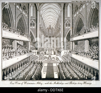 Die Krönung von George IV in der Westminster Abbey, London, 1821. Künstler: Anon Stockfoto