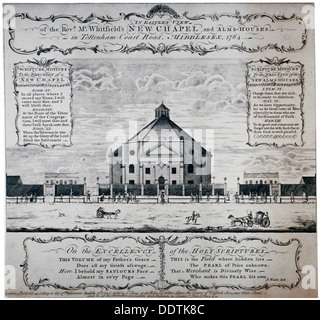 Ost-Ansicht von Whitefield Tabernakel, Tottenham Court Road, St Pancras, London, 1764. Künstler: Anon Stockfoto