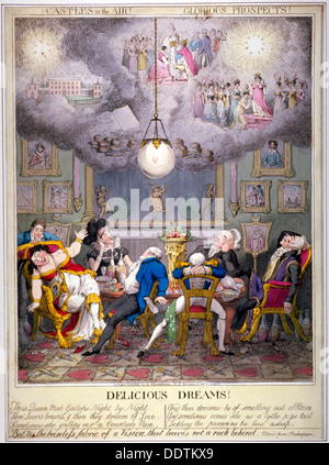 "Köstliche Träume! Schlösser in der Luft! Herrliche Aussichten! ", 1821.                                   Künstler: Anon Stockfoto