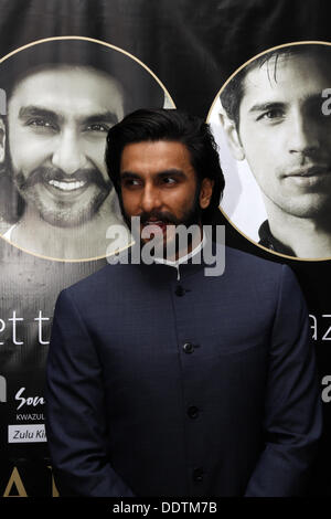 Durban, Südafrika. 5. September 2013. Bollywood star Ranveer Singh stellt sich den Medien in Durban, Südafrika, wo er die Südafrika Indien Film und Television Awards teilnimmt. Bild: Giordano Stolley/Alamy Live-Nachrichten Stockfoto