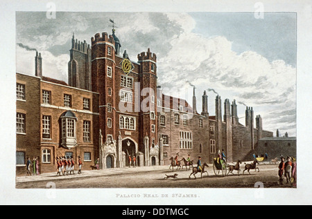 Blick auf die Vorderseite der St James Palace, Westminster, London, 1812. Künstler: Anon Stockfoto