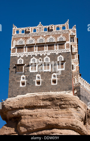 Dar al-Hajar Rock Palace im Wadi Dhahr, in der Nähe von Sanaa, Jemen. Stockfoto