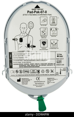 Luftfahrt zugelassen Batterie für einen automatischen Defibrillator Heartsine SAM350 Stockfoto