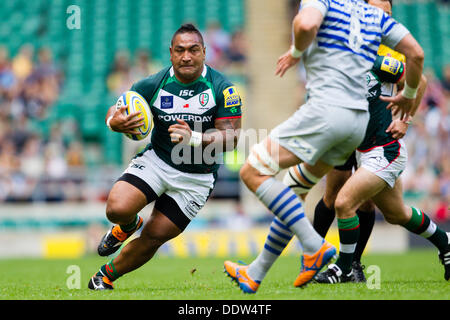 London, UK. 7. September 2013. London Irish Halani Aulika. Aktion von London Irish gegen Sarazenen in der Aviva Premiership London Doppel-Header entsprechen spielte im Twickenham Stadium, London. Bildnachweis: Graham Wilson/Alamy Live-Nachrichten Stockfoto