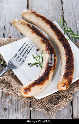 Frische Original Deutsche Bratwurst (close-up erschossen) Stockfoto