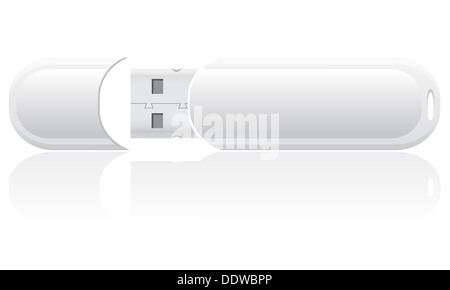 weiße leere USB-Flash-Abbildung auf Hintergrund isoliert Stockfoto