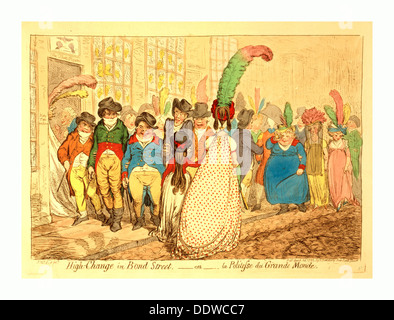 Hoch ändern in Bond Street, Ou la Grande zuvorkommendes du Monde, Gillray, James, 1756 1815, Graveur, London, Gravur 1796 Stockfoto