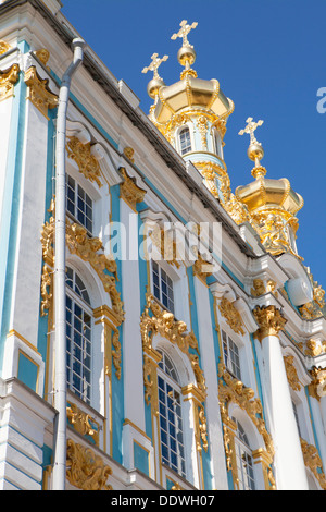 Der Katharinenpalast, ein Rokoko-Schloss befindet sich in der Stadt von Tsarskoye Selo (Puschkin), St Petersburg, Russland Stockfoto