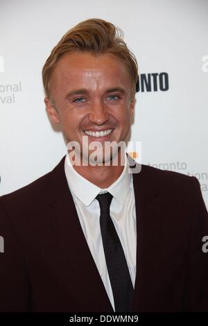 Toronto, Kanada. 7. September 2013. Schauspieler Tom Felton besucht die Premiere von "Therese" während der 38. jährlichen Toronto International Film Festival aka TIFF bei Princess of Wales Theatre in Toronto, Kanada, am 7. September 2013. Foto: Hubert Boesl/Dpa/Alamy Live News Stockfoto