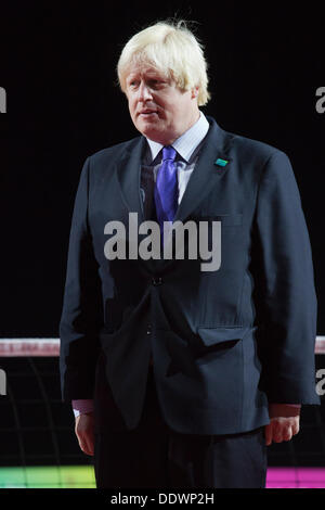 London, UK. 7. September 2013. Boris Johnson, Bürgermeister von London. National Paralympic Day Einbeziehung "Liberty-Festival" in der Kupfer-Box und die Queen Elizabeth Olympic Park. Foto: Nick Savage/Alamy Live-Nachrichten Stockfoto