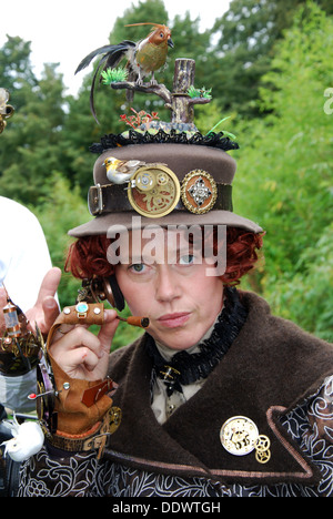 Steampunk Charakter auf 2012 Fantasy Fair Arcen Niederlande Stockfoto