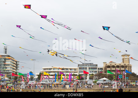 Drachen fliegen auf dem Bondi-Festival der Winde 2013, Sydney Australia Stockfoto