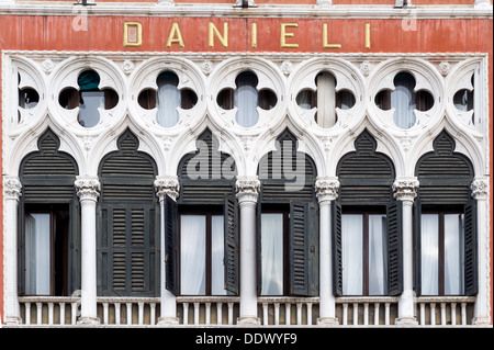 Europa, Italien, Veneto, Venedig, als Weltkulturerbe der UNESCO klassifiziert. Hotel Danieli, Detail. Stockfoto