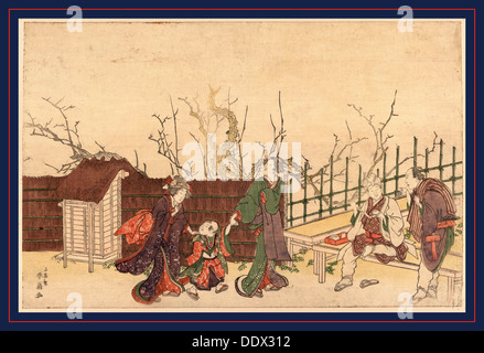 Kameido Umeyashiki, eine Villa in Kamedo. [181-], 1 print: Holzschnitt, Farbe; 24,7 x 37,8 cm., zeigt Print, zwei Männer und zwei Frauen Stockfoto
