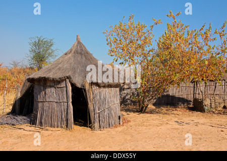 Traditionellen ländlichen afrikanischen Schilf und Stroh hut, Caprivi Region, Namibia Stockfoto