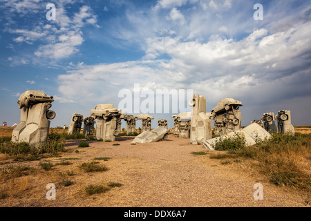 Autos, Stonehenge in England zu replizieren angeordnet heißt Carhenge, Allianz, Nebraska Stockfoto