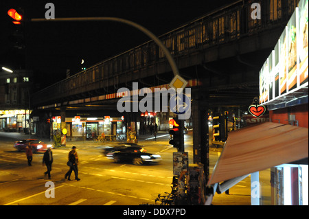 Sternbrücke mit Clubs in St. Pauli, Hamburg, Deutschland. Stockfoto