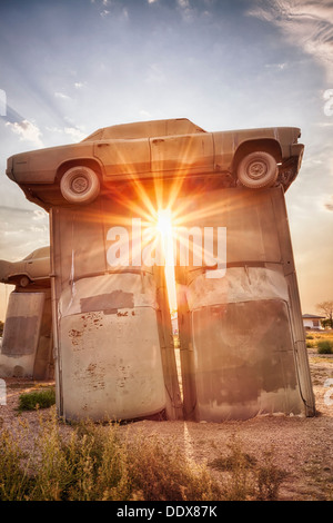 Autos, Stonehenge in England zu replizieren angeordnet heißt Carhenge, Allianz, Nebraska Stockfoto